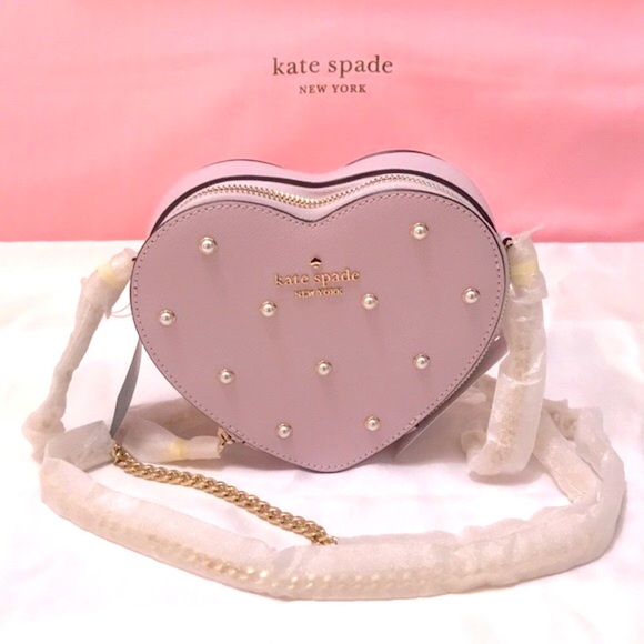 Kate Spade Studded Pearls Love Shack Heart Crossbody & Faux Pearl Cardholder NWT - Picture 2 of 12